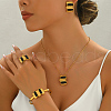 Rectangle Stainless Steel & Plastic Bracelets & Earrings & Necklaces & Rings Sets for Women GF9745-1-5