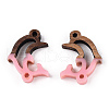 Opaque Resin & Walnut Wood Connector Charms RESI-N039-46F-1
