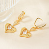 Valentine's Day Brass Clear Cubic Zirconia Heart Hoop Earrings PJ9955-1-1