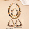 Leopard Print Alloy Oval Link Chain Necklaces & Bracelets & Triangle Stud Earring Sets FS-WG20E63-01-3