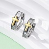 Brass Micro Pave Clear Cubic Zirconia Hoop Earrings EJEW-H158-20C-GP-3