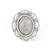 Vintage Adjustable Iron Flower Finger Ring Components Alloy Cabochon Bezel Settings PALLOY-O036-19AS-3