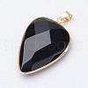 Faceted Natural Dyed & Heated Black Agate Pendants X-G-F340-02E-2