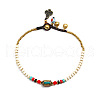 Alloy Column & Dyed Synthetic Turquoise Heishi Braided Beaded Adjustable Anklets for Women FS-WG1CCC6-02-1