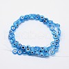 Handmade Evil Eye Lampwork Flat Round Bead Strands LAMP-L058-12mm-09-2