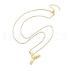 Brass & Plastic Pearl Letter Pendant Box Chain Necklaces for Women NJEW-U017-01G-25-3