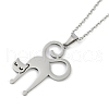 Halloween Series 202 Stainless Steel Cable Chain Cat Shape Pendant Necklaces NJEW-S005-01P-D-1