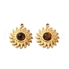 304 Stainless Steel Pave Natural Tiger Eye Sun Charms STAS-I331-30G-1