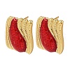 Brass Rectangle Stud Earrings EJEW-S277-05G-4