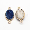 Electroplate Natural Druzy Crystal Links connectors G-A124-03-2