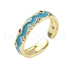Brass Micro Pave Cubic Zirconia Cuff Rings for Women RJEW-D322-01G-4