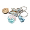 26Pcs Transparent Epoxy Resin & Transparent Acrylic & Faux Suede Tassel Keychain KEYC-JKC01202-07-4