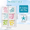 60Pcs 6 Colors Starfish Iron Alloy Cabochon MRMJ-WH20004-09A-2