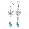 5Pair Butterfly 304 Stainless Steel Tassel Dangle Earrings EJEW-JE06422-3