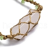 Natural Rose Quartz Bullet Braided Bead Bracelet BJEW-K225-01A-2