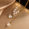 Heart 304 Stainless Steel & Plastic Imitation Pearl Pendant Necklaces & Charm Bracelets Sets FS-WGD716F-03-3