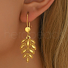 Stainless Steel Alloy Hollow Leaf Hoop Earrings IR7721-4