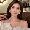Snowflake with Round Alloy Crystal Rhinestone Dangle Stud Earrings FS-WGD1A25-01-3