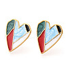 304 Stainless Steel Enamel Stud Earrings EJEW-T047-24-G-1