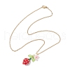 Glass Seed Beaded & Imitation Pearl Flower Pendant 304 Stainless Steel Cable Chain Necklaces for Women NJEW-MZ00115-01-4