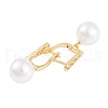 Rack Plating Brass Clear Cubic Zirconia ABS Pearl Earrings EJEW-S219-15G-09-2