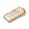 Brass Pave Natural Shell Rectangle Charms KK-P308-03G-2
