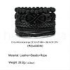 4Pcs 4 Styles Cowhide & Imitation Leather & Beaded Bracelet Set for Men Women FS-WG0FA9F-01-2