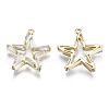 Brass Inlaid Clear Cubic Zirconia Pendants ZIRC-S069-027G-2