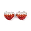 Gradient Color Heart Shaped Polymer Clay Rhinestone Beads CLAY-NH0002-03E-1