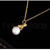 925 Sterling Silver Cat with Natural Pearl Pendant Necklace JN1117A-1