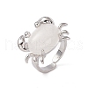 Natural Quartz Crystal Crab Open Cuff Ring RJEW-I090-01P-15-4