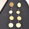 304 Stainless Steel Flat Round Tassel Stud Earrings EJEW-C142-11G-1