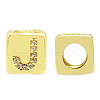 Brass Micro Pave Clear Cubic Zirconia European Beads KK-T030-LA842-JX3-1