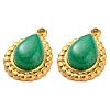 Natural Chalcedony 304 Stainless Steel Teardrop Charms G-D075-01G-02-2