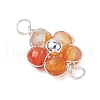 Natural Amazonite & Apatite & Rose Quartz & Amethyst & Red Agate Faceted Round Beaded Flower Connector Charms PALLOY-JF03605-02-4