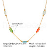 Stainless Steel Glass Rectangle Link Chain Necklaces for Women HD8734-2-1