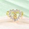 Brass Micro Pave Clear Cubic Zirconia Rings for Women RJEW-U047-11G-2