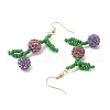 Fruit Pave Disco Ball Beads Dangle Earrings EJEW-TA00632-03-4