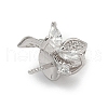 925 Sterling Silver Pave Clear Cubic Zirconia Flower Pendant Bails STER-P068-05P-2