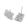 Bear Rack Plating Brass Cubic Zirconia Stud Earrings for Women EJEW-K245-25P-2