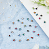 HOBBIESAY 30Pcs 15 Colors Trendy Original Color 304 Stainless Steel Grade A Rhinestone Flat Round Charm Pendants RB-HY0001-04-4