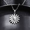 Heart Flower 304 Stainless Steel Pendant Necklaces NJEW-M096-11P-4
