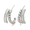 Twist Brass Micro Pave Cubic Zirconia Stud Earrings EJEW-M082-16P-02-3