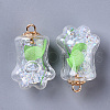Bear Paw Transparent Glass Pendants GLAA-S181-10A-2
