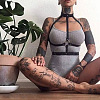 PU Leather & Alloy Harness Chest Waist Chain for Women WGB91D6-04-3
