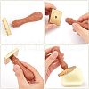 Olycraft Brass Wax Seal Stamp Head & Pearwood Handle Kit AJEW-OC0002-85O-3