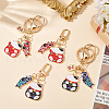 GOMAKERER 4Pcs 4 Styles Japanese Style Alloy Enamel Lucky Cat & Koi Pendant Keychain KEYC-GO0001-06-4