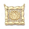 Brass Micro Pave Clear Cubic Zirconia Pendant Link ZIRC-A013-36G-1