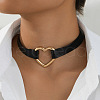 Heart Alloy Link Imitation Leather Choker Necklaces for Women FS-WGE663A-01-2