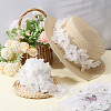 Double Layer Polyester 3D Flower Lace Trim Ribbon with Rhinestone OCOR-WH0097-73A-6